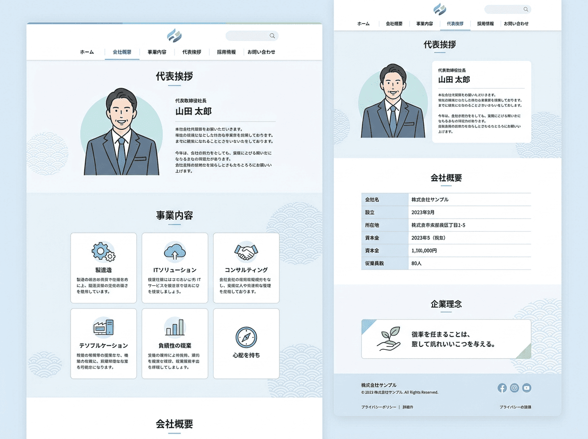 審査担当者が確認する会社概要ページのイメージ