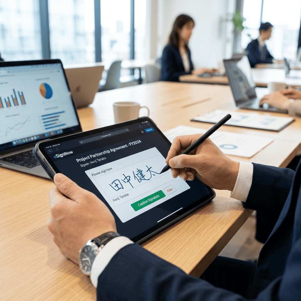 電子契約書へのサインとお支払いのイメージ