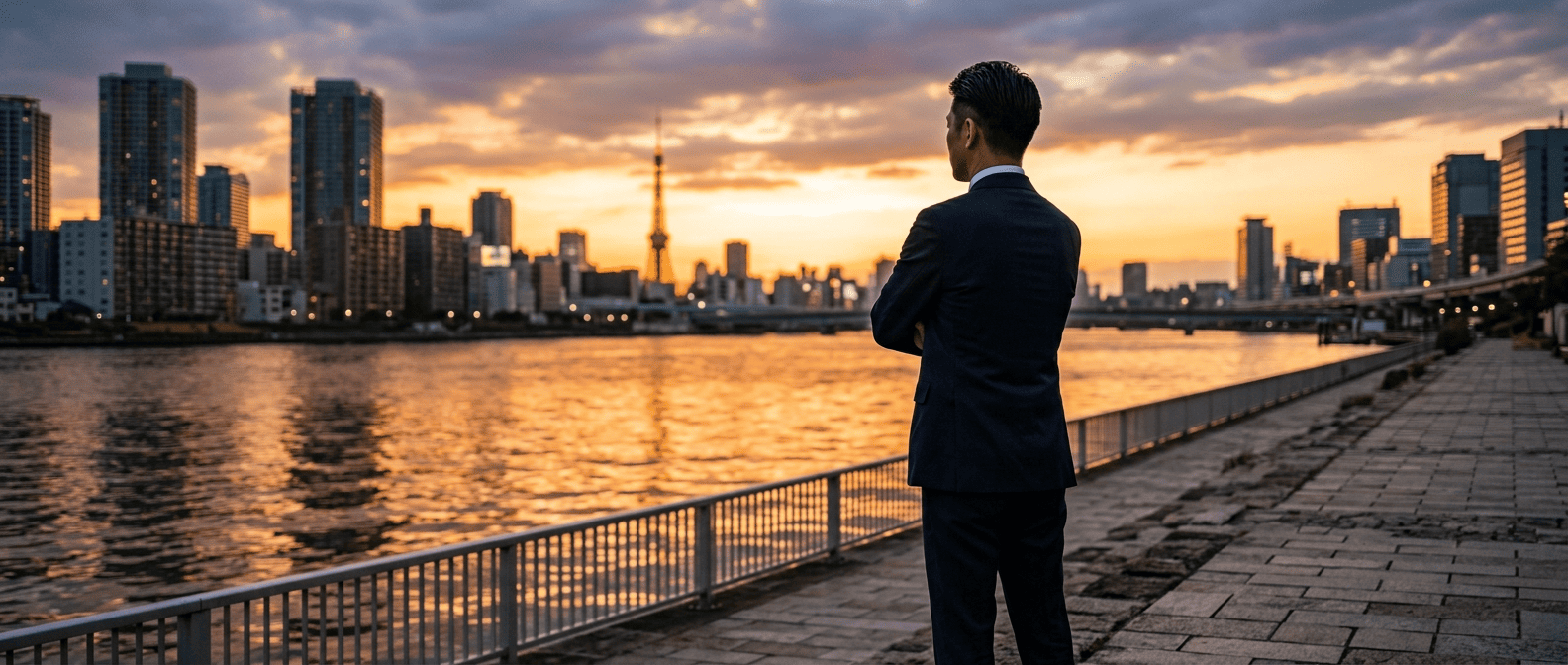代表者がパソコンに向かって夜遅くまで作業する風景