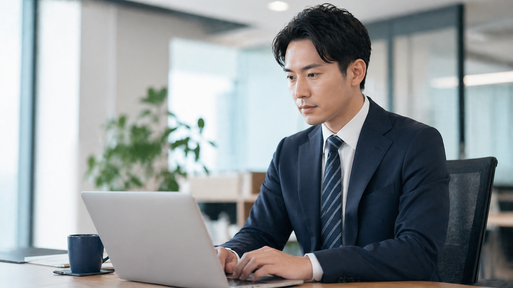 審査担当者がHPを確認しているイメージ